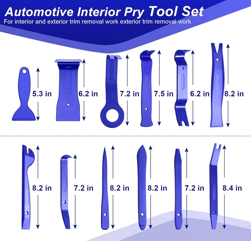Doaho 238Pcs Trim Removal Tool,Fastener Remover Plastic Pry Tool Kit,Adhesive Cable Clips Auto Push Pin Bumper Retainer Clip Set with Storage Bag for Panel,Radio,Stereo,Audio,Dash, Window - Image 2